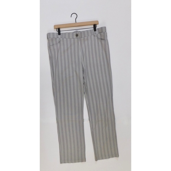 BETABRAND 7-Pocket Dress Yoga Pants Straight Legs Gray Stripe XX-Large Petite - Picture 1 of 11